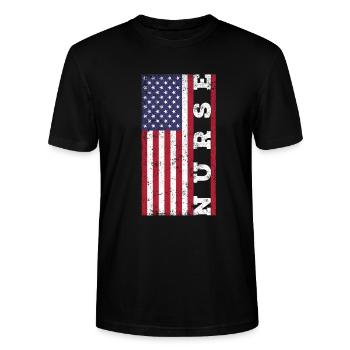 Patriotic nurse, - Stanley/Stella CRAFTER Unisex Organic T-Shirt - black - Front - Alina (178cm) & Michal (187cm)