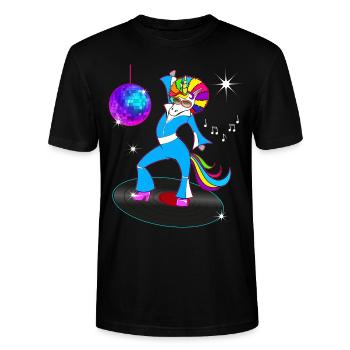 Kostüm Jahrgang 80 Vintage Einhorn Disco - Stanley/Stella Unisex Bio-T-Shirt CRAFTER - Schwarz - Vorne - Alina (178cm) & Michal (187cm)