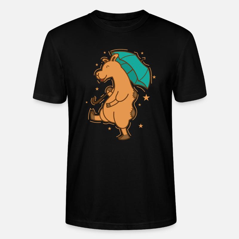 Kamel mit Regenschirm Dromedar Karawane - Stanley/Stella Unisex Bio-T-Shirt CRAFTER - Schwarz