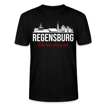 Regensburg My city Bavaria Regensburg - Stanley/Stella CRAFTER Unisex Organic T-Shirt - black - Front - Alina (178cm) & Michal (187cm)