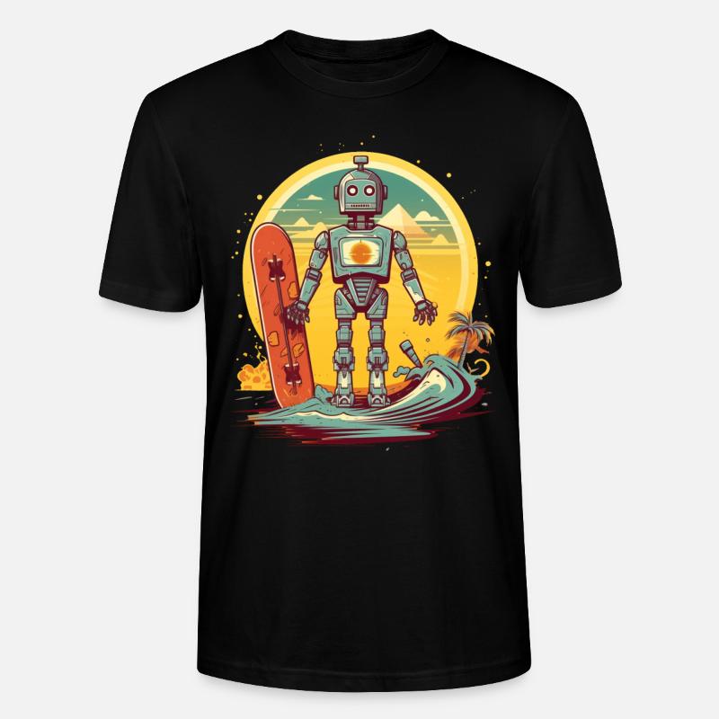 Robots sur la plage - T-shirt bio CRAFTER Stanley Stella Unisexe - noir