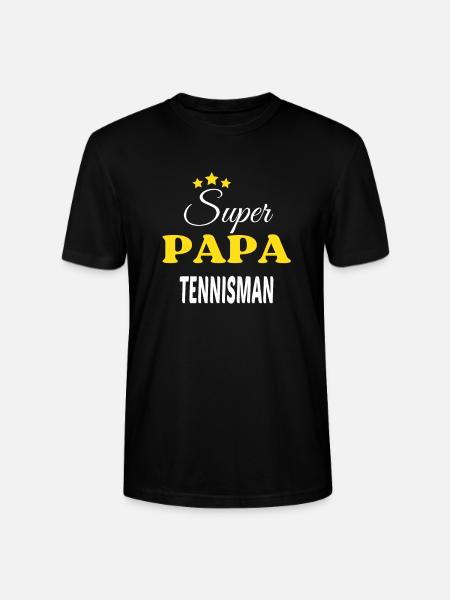 Super Papa TENNISMAN ANNIVERSAIRE - T-shirt bio CRAFTER Stanley Stella Unisexe - noir