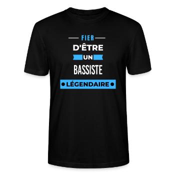 Fier d'être un légendaire BASSISTE HUMOUR - T-shirt bio CRAFTER Stanley Stella Unisexe - noir - Devant - Alina (178cm) & Michal (187cm)