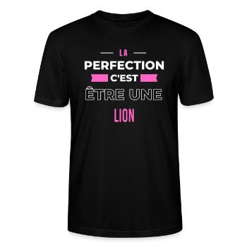 La perfection, c'est être une lion - T-shirt bio CRAFTER Stanley Stella Unisexe - noir - Devant - Alina (178cm) & Michal (187cm)
