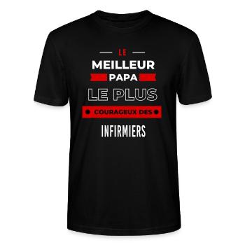 Le meilleur papa, le plus courageux des Infirmiers - T-shirt bio CRAFTER Stanley Stella Unisexe - noir - Devant - Alina (178cm) & Michal (187cm)