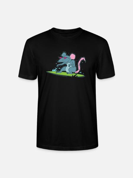 Rat Surfing Pet Rodent - Stanley/Stella CRAFTER Unisex Organic T-Shirt - black