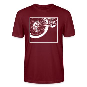 Bicycle Rear Wheel - Stanley/Stella CRAFTER Unisex Organic T-Shirt - burgundy - Front - Alina (178cm) & Michal (187cm)