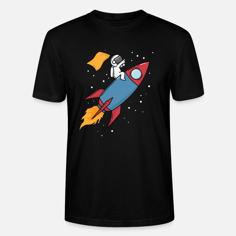 Astronaut on a rocket - Stanley/Stella CRAFTER Unisex Organic T-Shirt - black
