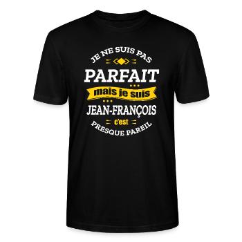 JEAN-FRANÇOIS PARFAIT - PRENOM JEAN-FRANÇOIS - T-shirt bio CRAFTER Stanley Stella Unisexe - noir - Devant - Alina (178cm) & Michal (187cm)