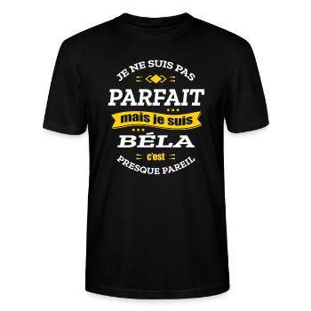 BÉLA PARFAIT - PRENOM BÉLA - T-shirt bio CRAFTER Stanley Stella Unisexe - noir - Devant - Alina (178cm) & Michal (187cm)