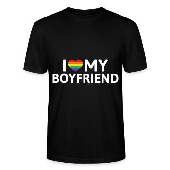 J’aime mon petit ami - T-shirt bio CRAFTER Stanley Stella Unisexe - noir - Devant - Alina (178cm) & Michal (187cm)