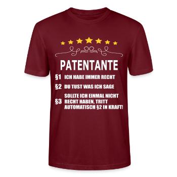 PATENTANTE - Stanley/Stella Unisex Bio-T-Shirt CRAFTER - Burgunderrot - Vorne - Alina (178cm) & Michal (187cm)