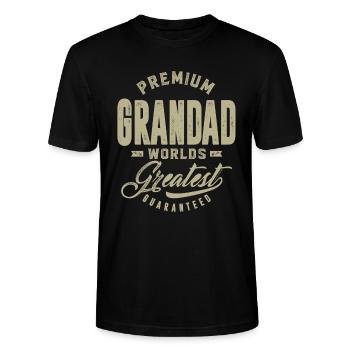 Premium Grandad - Stanley/Stella CRAFTER Unisex Organic T-Shirt - black - Front - Alina (178cm) & Michal (187cm)