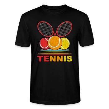 Raquette de tennis - T-shirt bio CRAFTER Stanley Stella Unisexe - noir - Devant - Alina (178cm) & Michal (187cm)