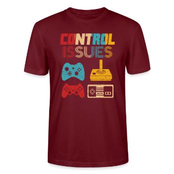 Manette de jeu pour contrôleur de jeu Retrogaming Gamer - T-shirt bio CRAFTER Stanley Stella Unisexe - bordeaux - Devant - Alina (178cm) & Michal (187cm)