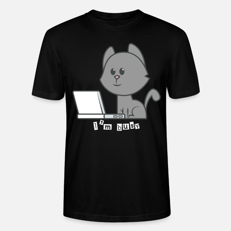 Katze Laptop - Stanley/Stella Unisex Bio-T-Shirt CRAFTER - Schwarz