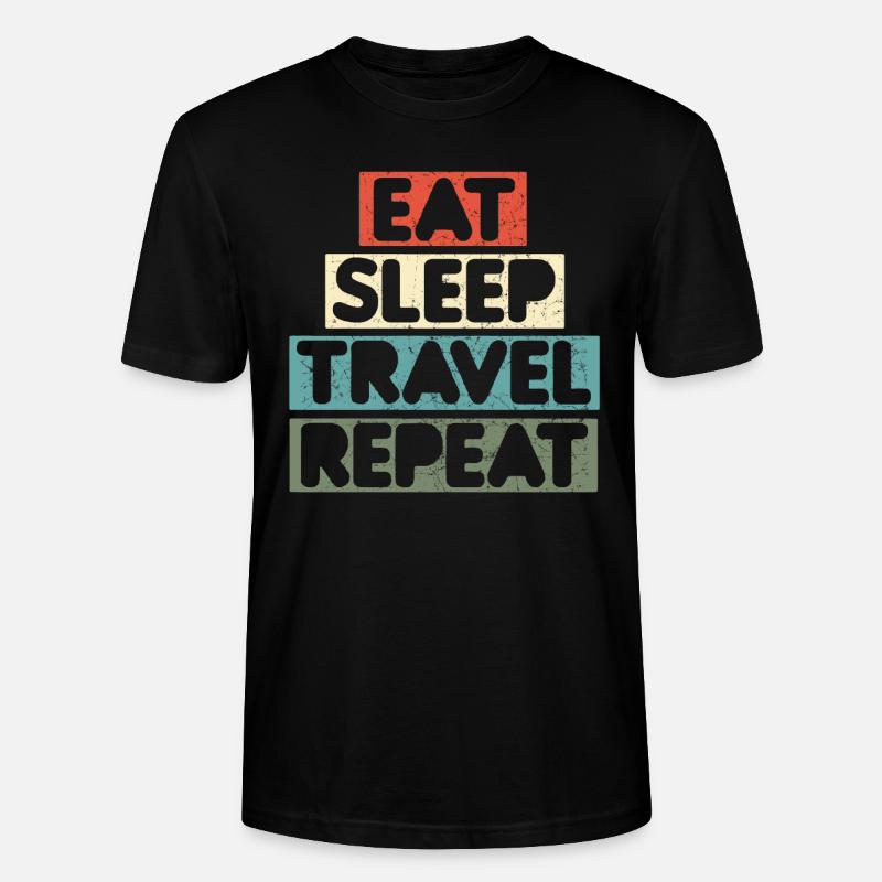 Manger sommeil répéter répéter - T-shirt bio CRAFTER Stanley Stella Unisexe - noir