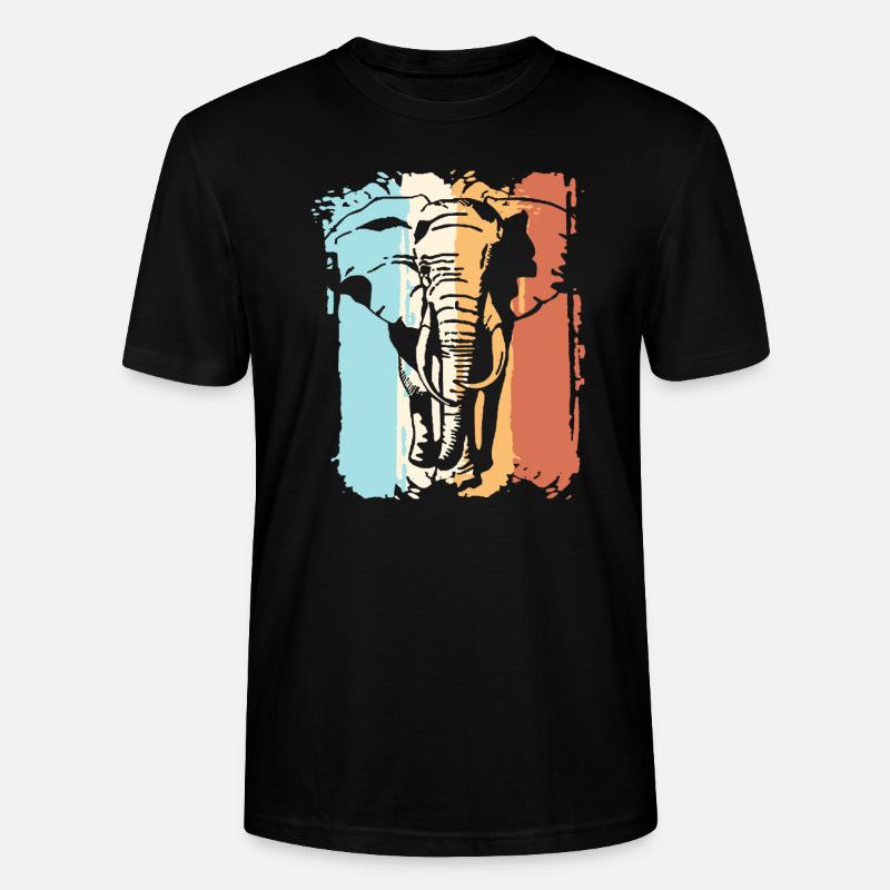 Retro Elefant - Stanley/Stella Unisex Bio-T-Shirt CRAFTER - Schwarz