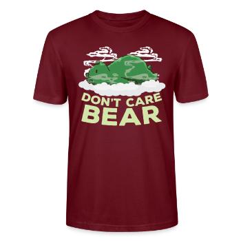 Bear Kiffen Relax Dont Care Bear - Stanley/Stella CRAFTER Unisex Organic T-Shirt - burgundy - Front - Alina (178cm) & Michal (187cm)
