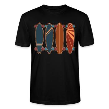 Longboard - Stanley/Stella Unisex Bio-T-Shirt CRAFTER - Schwarz - Vorne - Alina (178cm) & Michal (187cm)