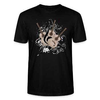 Gitarren Gitarre - Stanley/Stella Unisex Bio-T-Shirt CRAFTER - Schwarz - Vorne - Alina (178cm) & Michal (187cm)