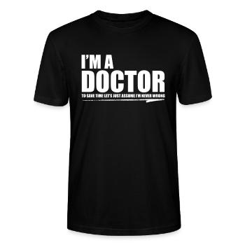 CADEAU DE PROMOTION DOCTOR DR DOCTORAT DOCTOR - T-shirt bio CRAFTER Stanley Stella Unisexe - noir - Devant - Alina (178cm) & Michal (187cm)