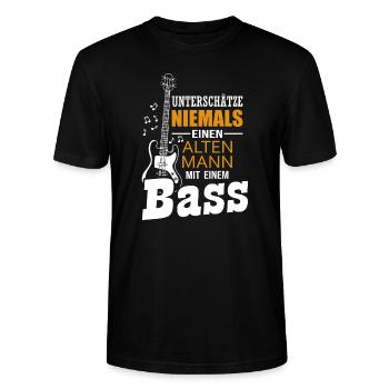 Bass Alter Mann Bassist Bassgitarre Geschenk - Stanley/Stella Unisex Bio-T-Shirt CRAFTER - Schwarz - Vorne - Alina (178cm) & Michal (187cm)