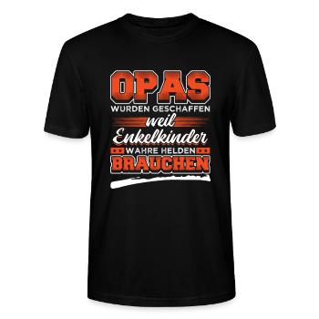 Opas wurden geschaffen Enkelkinder Bester Opa Held - Stanley/Stella Unisex Bio-T-Shirt CRAFTER - Schwarz - Vorne - Alina (178cm) & Michal (187cm)
