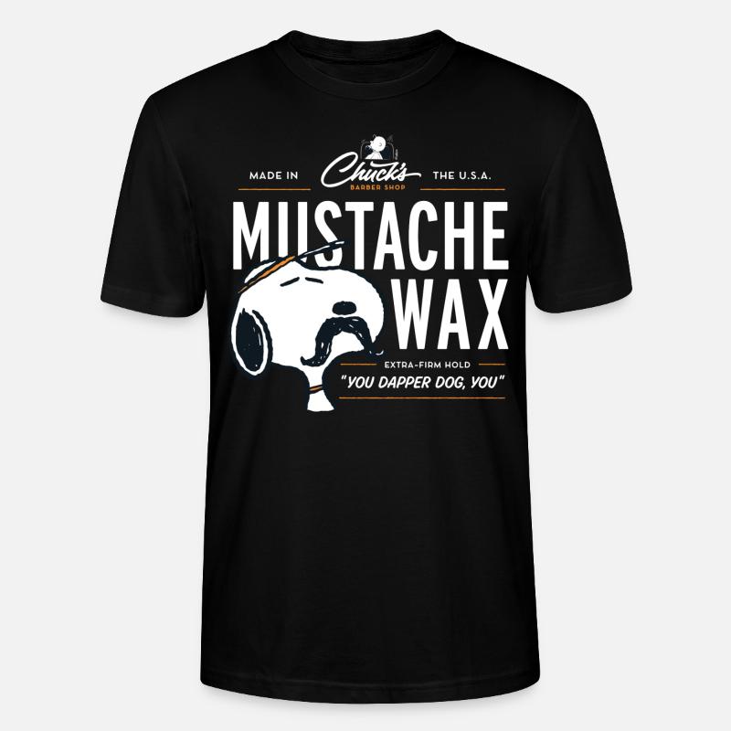 Peanuts Snoopy Mustache Wax - Stanley/Stella CRAFTER Unisex Organic T-Shirt - black