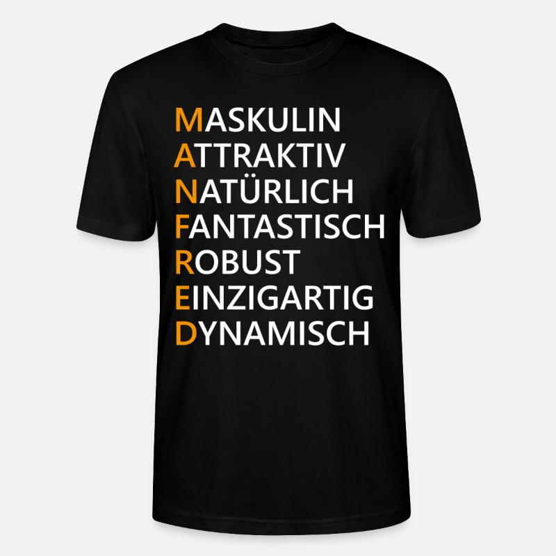 Manfred Name Geschenk - Stanley/Stella Unisex Bio-T-Shirt CRAFTER - Schwarz
