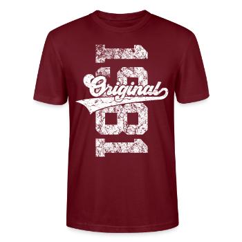 45. GEBURTSTAG ORIGINAL 1981 - Stanley/Stella Unisex Bio-T-Shirt CRAFTER - Burgunderrot - Vorne - Alina (178cm) & Michal (187cm)