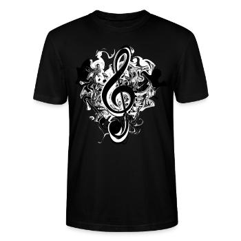Notenschlüssel - Stanley/Stella Unisex Bio-T-Shirt CRAFTER - Schwarz - Vorne - Alina (178cm) & Michal (187cm)