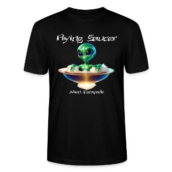 Flying saucer with alien - Stanley/Stella CRAFTER Unisex Organic T-Shirt - black - Front - Alina (178cm) & Michal (187cm)