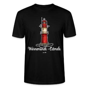 Phare de Warnemünde East Mole - T-shirt bio CRAFTER Stanley Stella Unisexe - noir - Devant - Alina (178cm) & Michal (187cm)