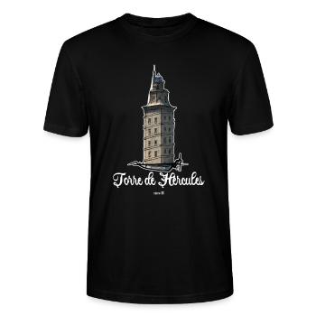 Torre de Hércules Leuchtturm - Stanley/Stella Unisex Bio-T-Shirt CRAFTER - Schwarz - Vorne - Alina (178cm) & Michal (187cm)