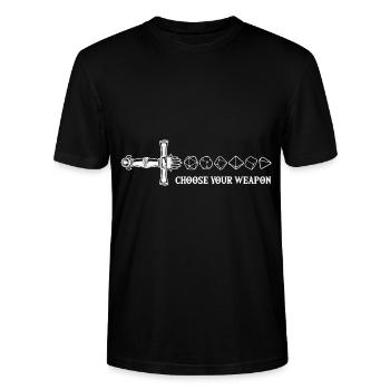 Dungeons Würfel Schwert RPG Tabletop DSA Gamer - Stanley/Stella Unisex Bio-T-Shirt CRAFTER - Schwarz - Vorne - Alina (178cm) & Michal (187cm)
