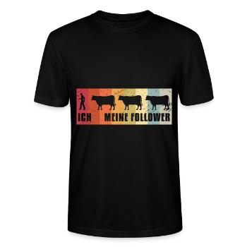 Ich Meine Follower Kühe Kuh Bauern Bauer Landwirt - Stanley/Stella Unisex Bio-T-Shirt CRAFTER - Schwarz - Vorne - Alina (178cm) & Michal (187cm)