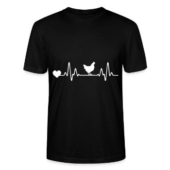 Huhn Landwirt Herzschlag EKG Linie Hühner - Stanley/Stella Unisex Bio-T-Shirt CRAFTER - Schwarz - Vorne - Alina (178cm) & Michal (187cm)