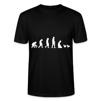 Chicken Evolution - Bauer Landwirt Hühner T-Shirt - Stanley/Stella Unisex Bio-T-Shirt CRAFTER - Schwarz - Vorne - Alina (178cm) & Michal (187cm)