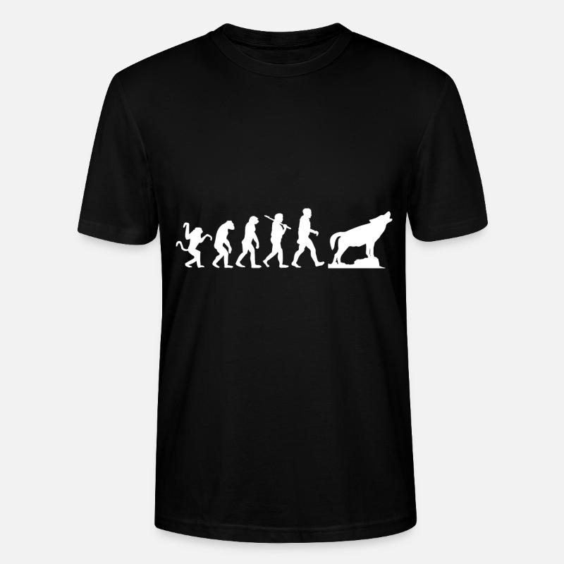 Wolf Howling Evolution - Stanley/Stella CRAFTER Unisex Organic T-Shirt - black