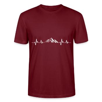 Hiking Heartbeat Mountain Alpiniste - Stanley/Stella CRAFTER Unisex Organic T-Shirt - burgundy - Front - Alina (178cm) & Michal (187cm)