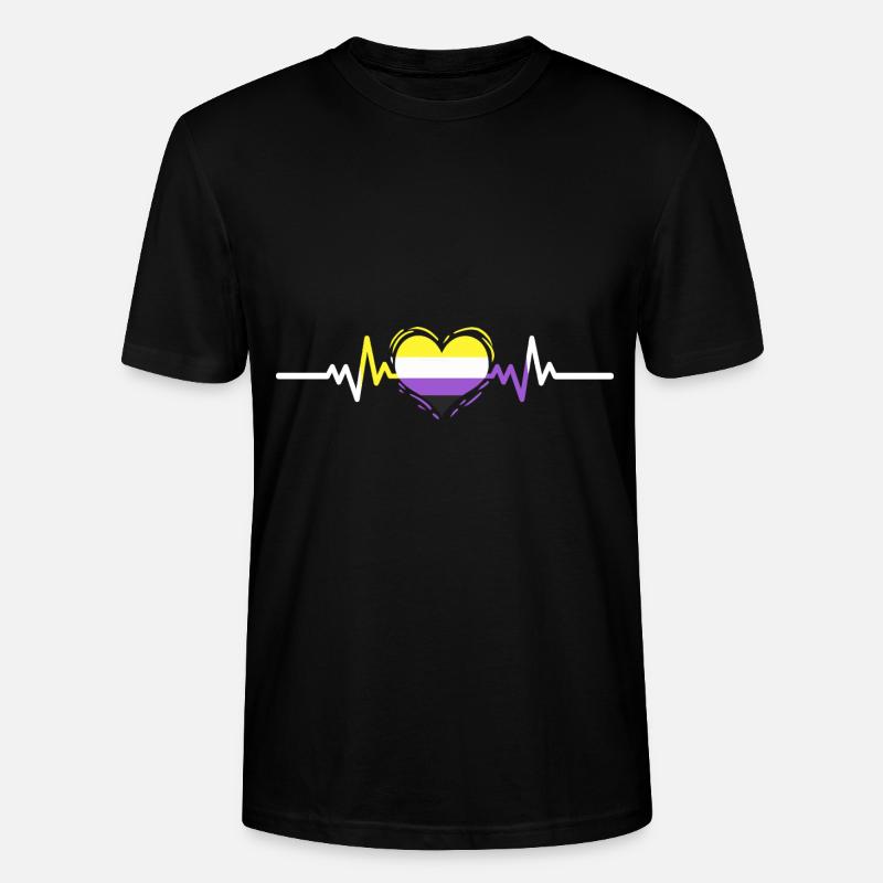 Nonbinary Pride Heartbeat Nonbinary Pride - Stanley/Stella CRAFTER Unisex Organic T-Shirt - black