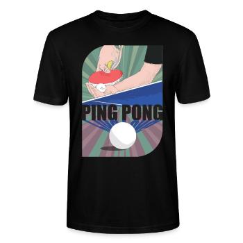 Ping Pong - T-shirt bio CRAFTER Stanley Stella Unisexe - noir - Devant - Alina (178cm) & Michal (187cm)