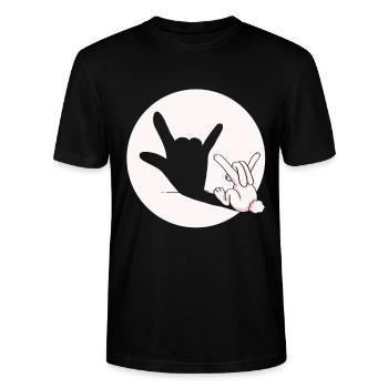 lapin métal rock n roll diable cadeau de Pâques - T-shirt bio CRAFTER Stanley Stella Unisexe - noir - Devant - Alina (178cm) & Michal (187cm)