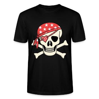 pirat Totenkopf girly augenklappe geschenkidee - Stanley/Stella Unisex Bio-T-Shirt CRAFTER - Schwarz - Vorne - Alina (178cm) & Michal (187cm)