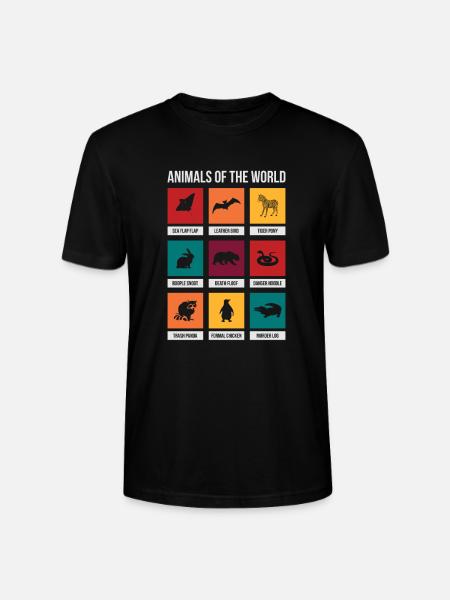Dyr af verden Sjovt navn til dyr - Stanley Stella CRAFTER unisex økologisk-T-shirt - sort