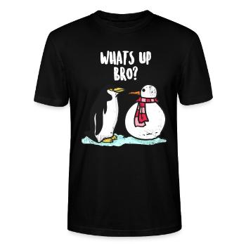 Pinguin Nordpol Südpol Geschenk - Stanley/Stella Unisex Bio-T-Shirt CRAFTER - Schwarz - Vorne - Alina (178cm) & Michal (187cm)
