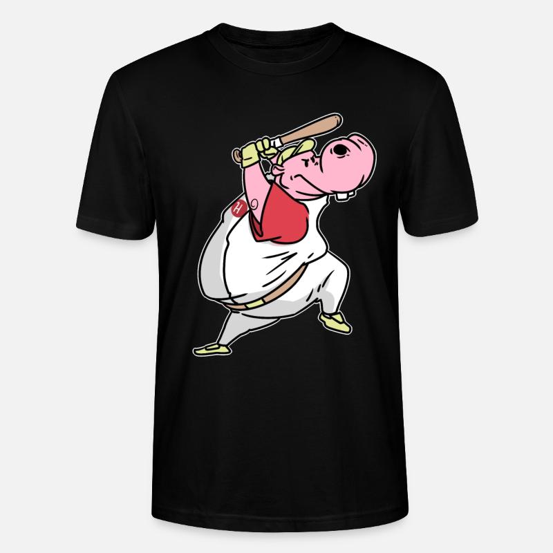 Hippopotame de baseball - T-shirt bio CRAFTER Stanley Stella Unisexe - noir
