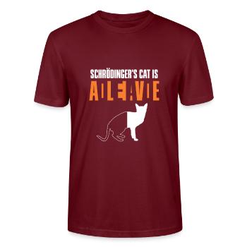 Schrödingers Katze Tot Lebendig Physik Geschenk - Stanley/Stella Unisex Bio-T-Shirt CRAFTER - Burgunderrot - Vorne - Alina (178cm) & Michal (187cm)
