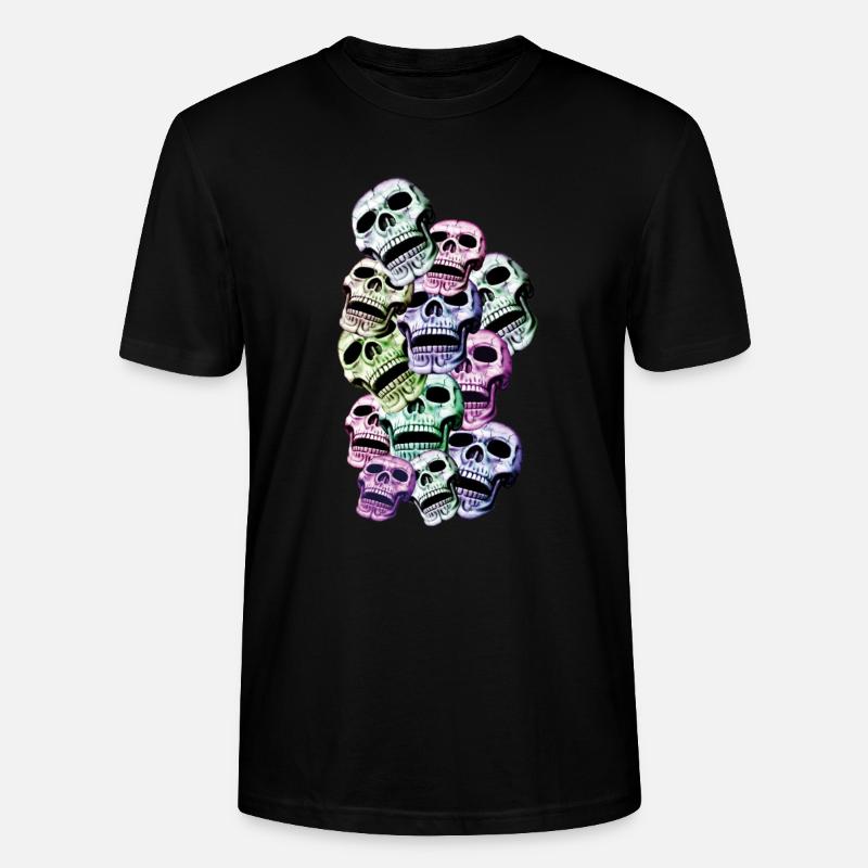 Bunte Skulls - Totenköpfe - Stanley/Stella Unisex Bio-T-Shirt CRAFTER - Schwarz